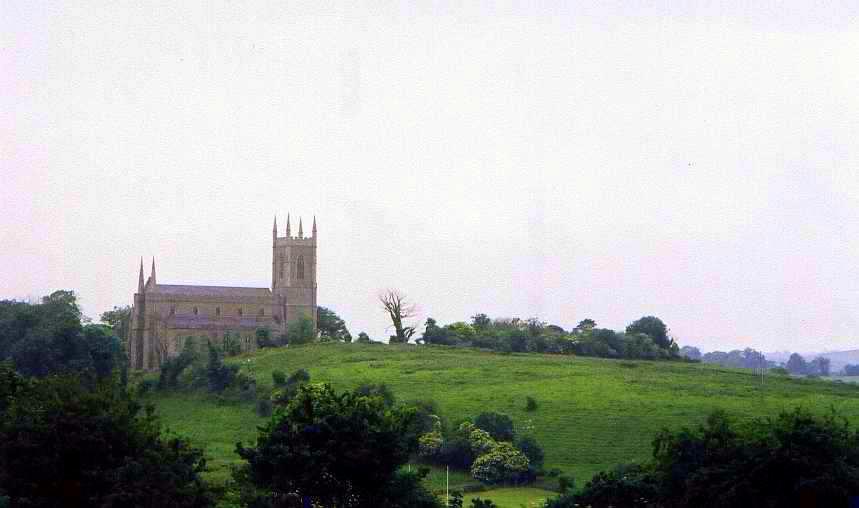 The cathedral in Downpatrick, Northern Ireland. St. Patrick is buried deep within the hill on which it rests, along with Ss. Columba of Iona and Brigid of Kildaire.