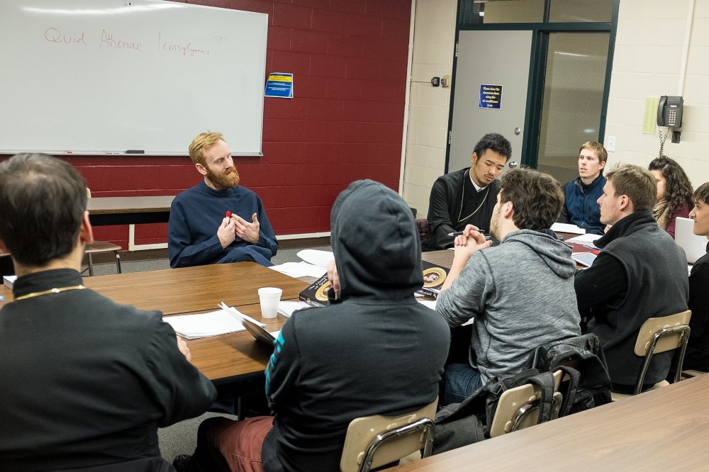 Fr. Matthew teaching at Hellenic College