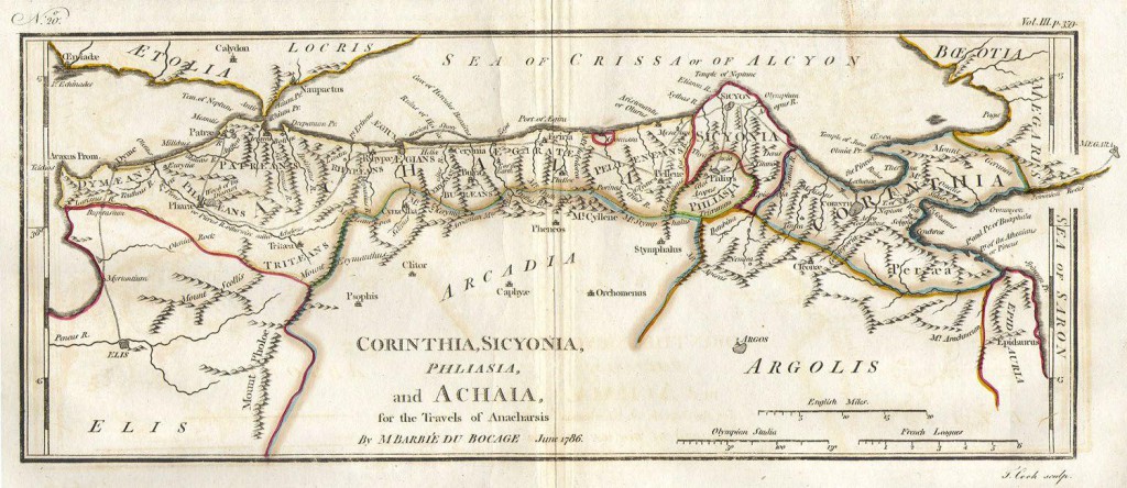 Map of Corinthia, Sicyonia and Achaia in Ancient Greece (From Wikimedia Commons)